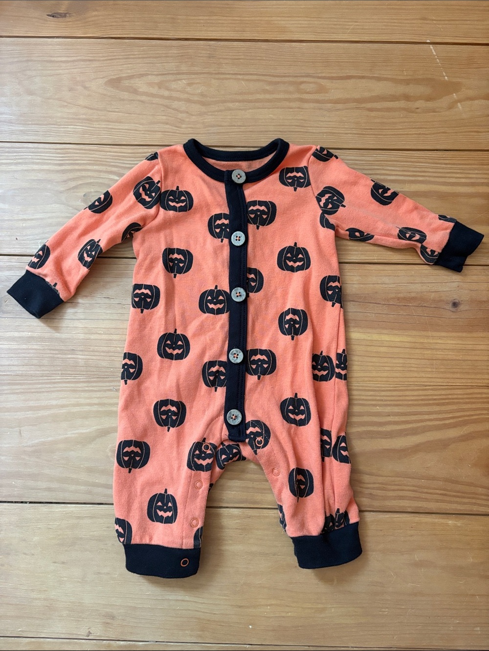 Orange Pumpkin Print Kids One-Piece Romper